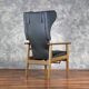 Fauteuil en cuir noir, années 1970