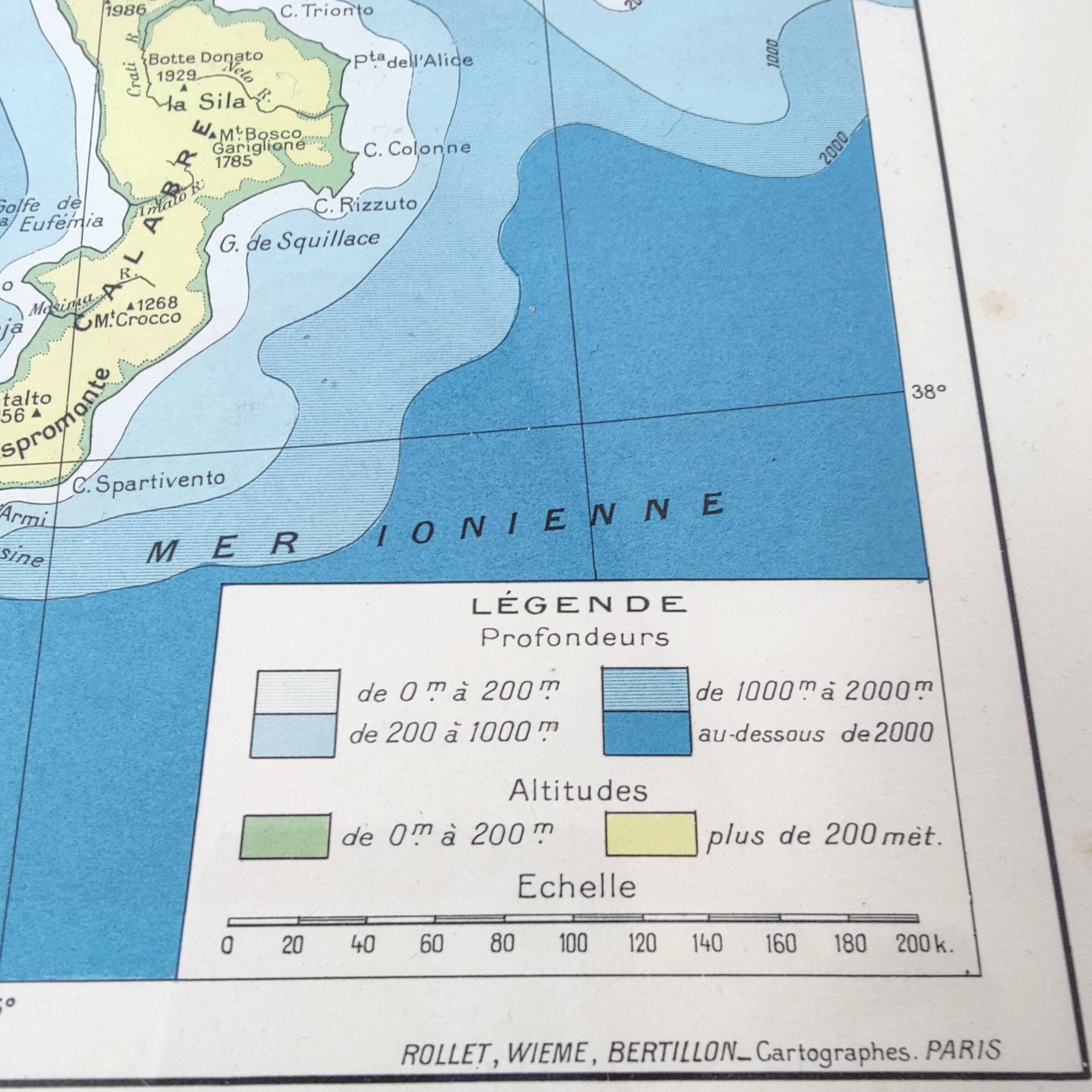 Italy Europe Venice vintage map 43x43cm from 1950