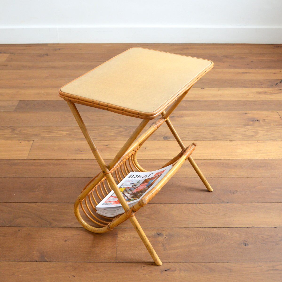 Magazine holder bamboo wood and rattan 1960s