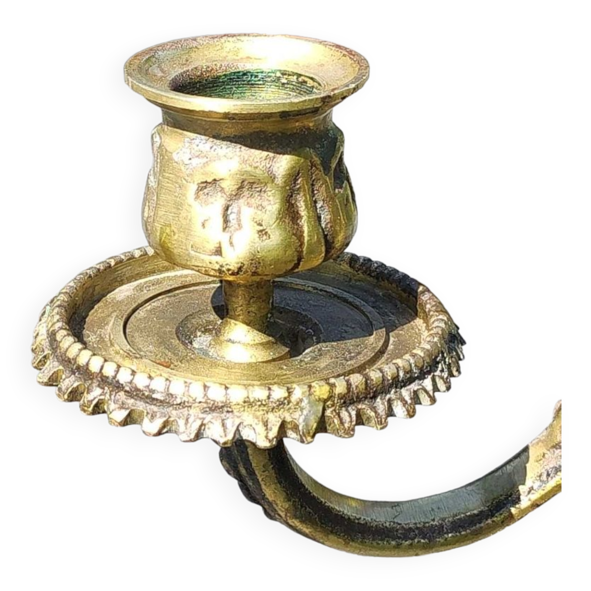 Chandelier 3 arms bronze old gold patinated