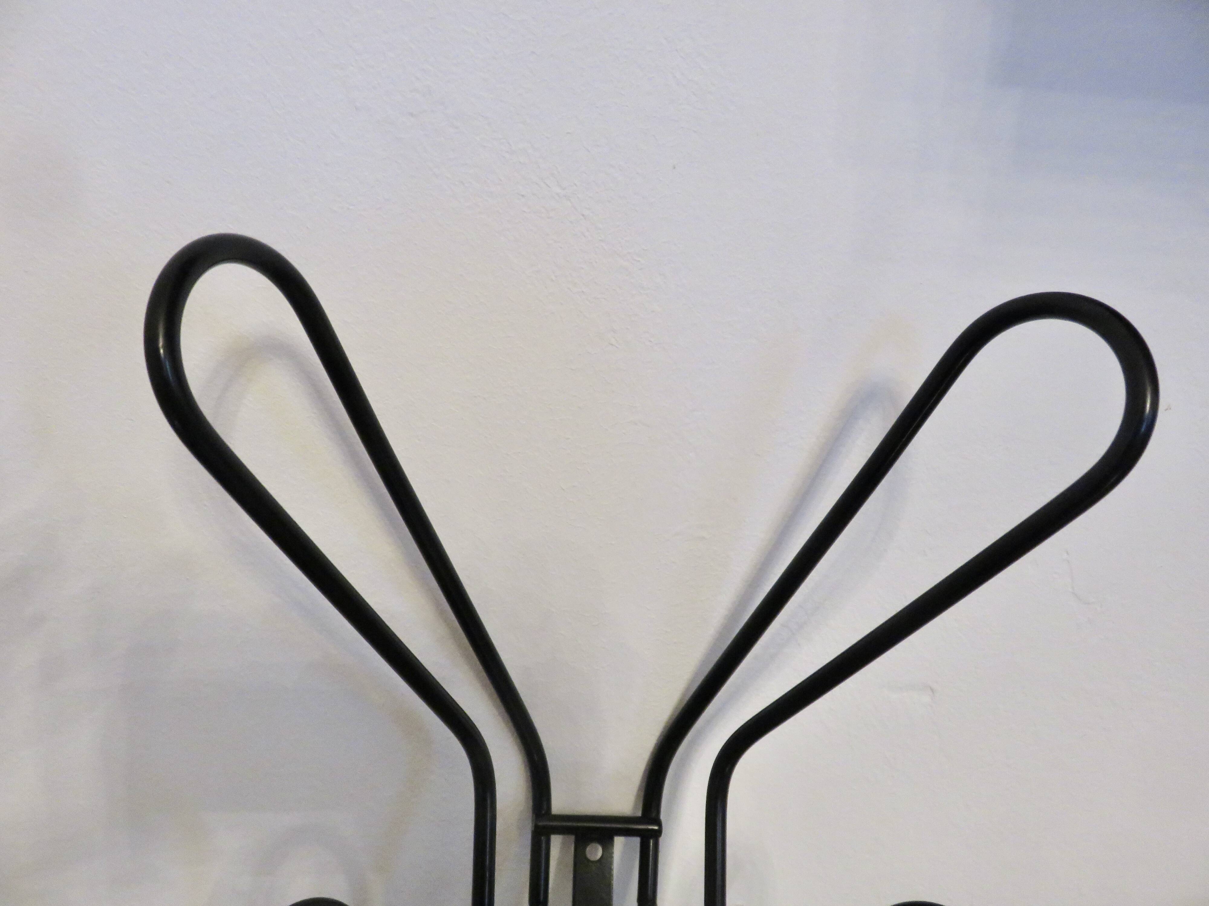 Wall mounted coat rack, Ikea, 4 hooks, 1980, Memphis