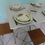 Formica foldable table, chrome feet - 60s