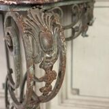 Wrought iron console and its marble, circa 1880