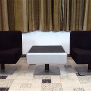 System 350 lounge chairs & side table by Herbert Hirche for Mauser, 1974, set of 3
