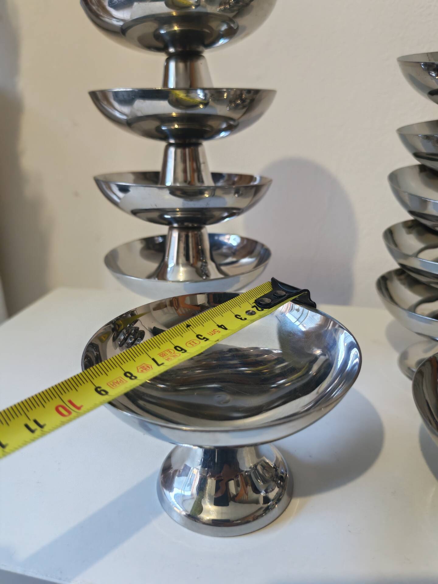 18 low sorbet cups in stainless steel chrome