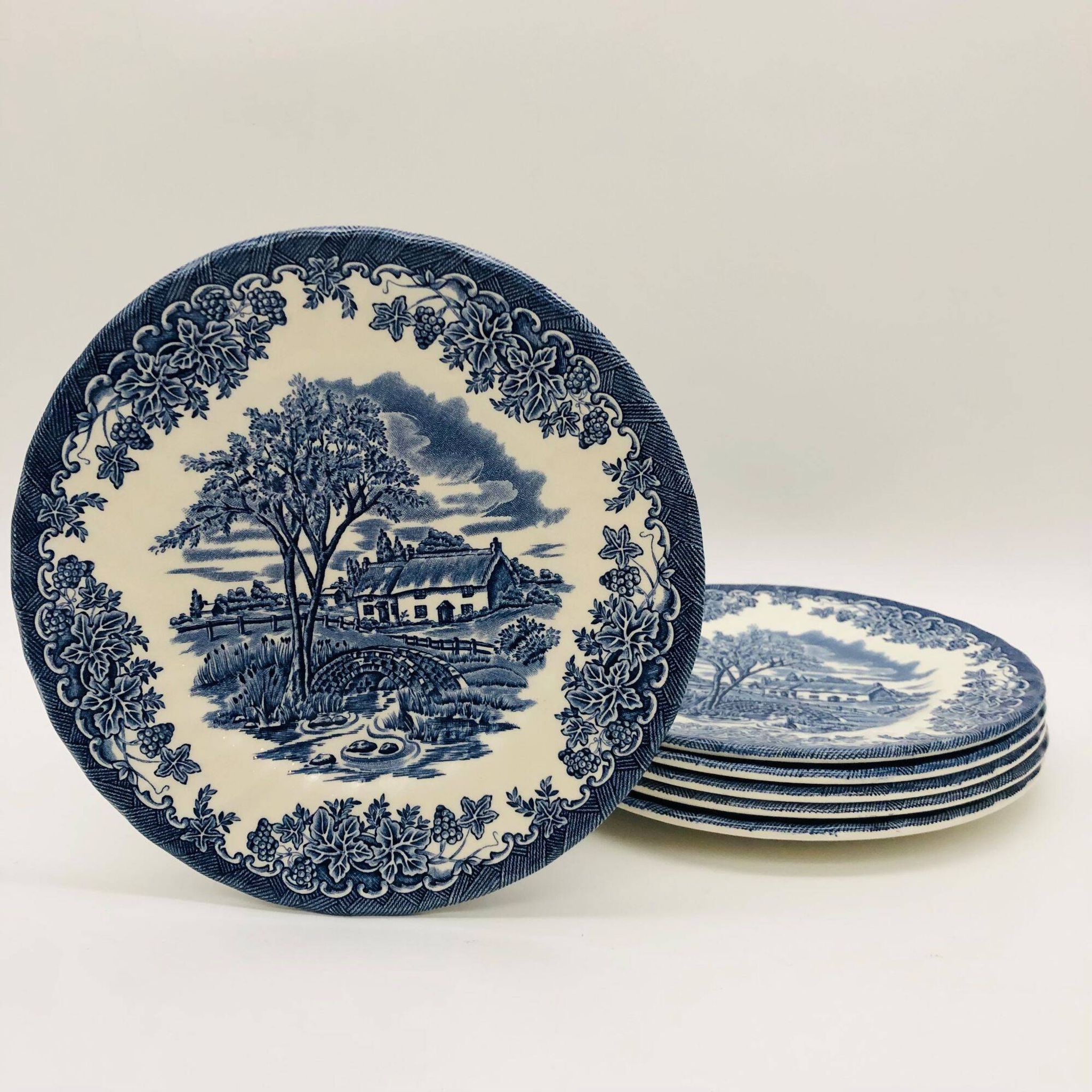 6 assiettes à dessert en faïence anglaise Myott Meakin
