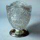Bol de service Art Déco des années 1930, bol de fruits en verre dépression avec un pied plaqué argent