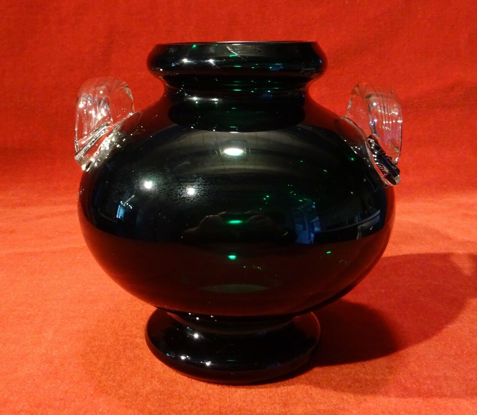 Vintage green glass vase 70's 80's
