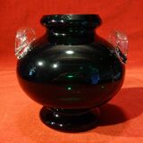 Vase en verre vert vintage 70's 80's