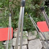4 red Formica chairs with Eiffel legs 1950