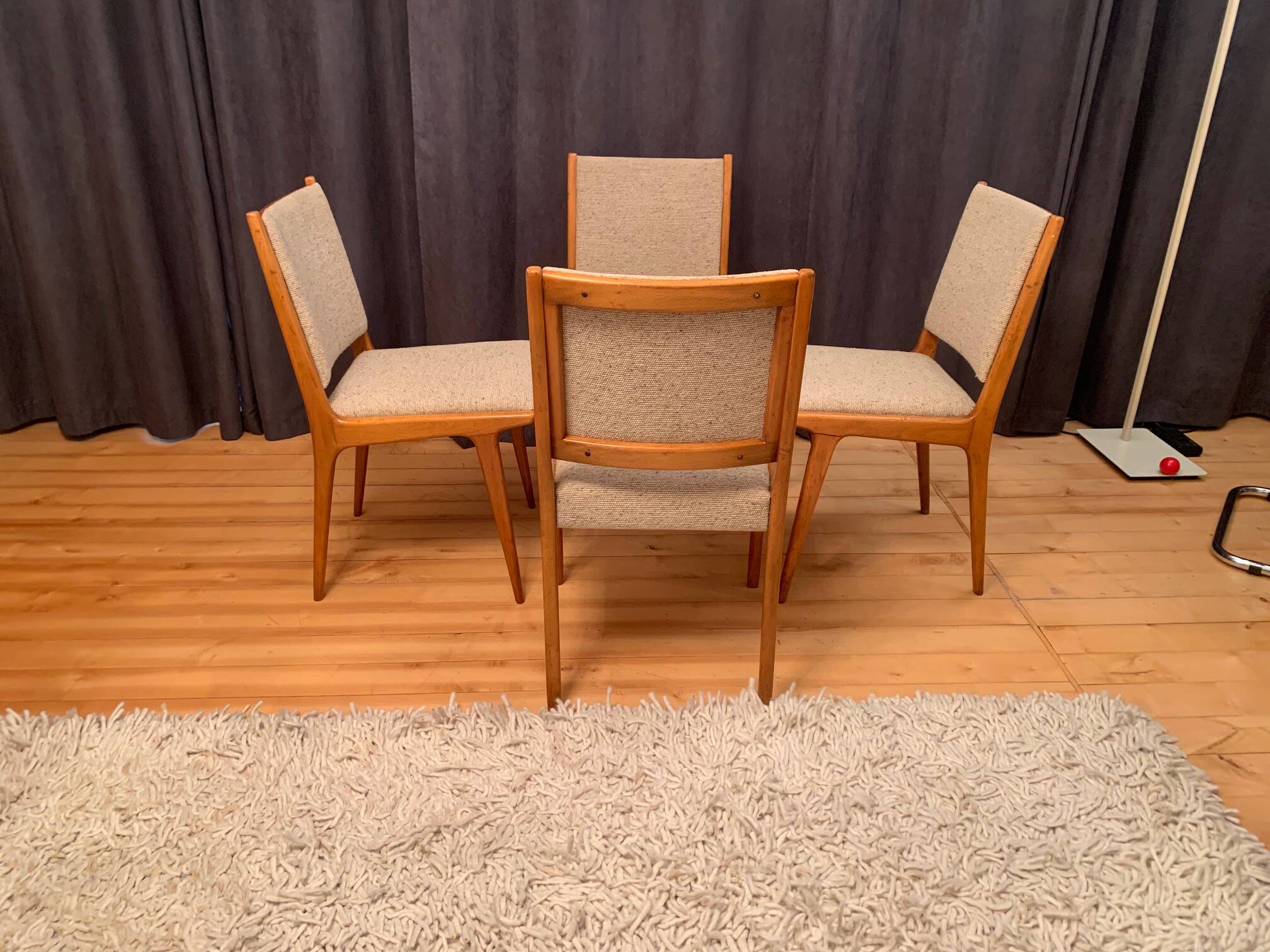 Set of four Cane Back chairs designed by Jens Risom, JO Carlssons, Sweden, 1950s