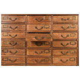 Old teak storage cabinet with 21 drawers