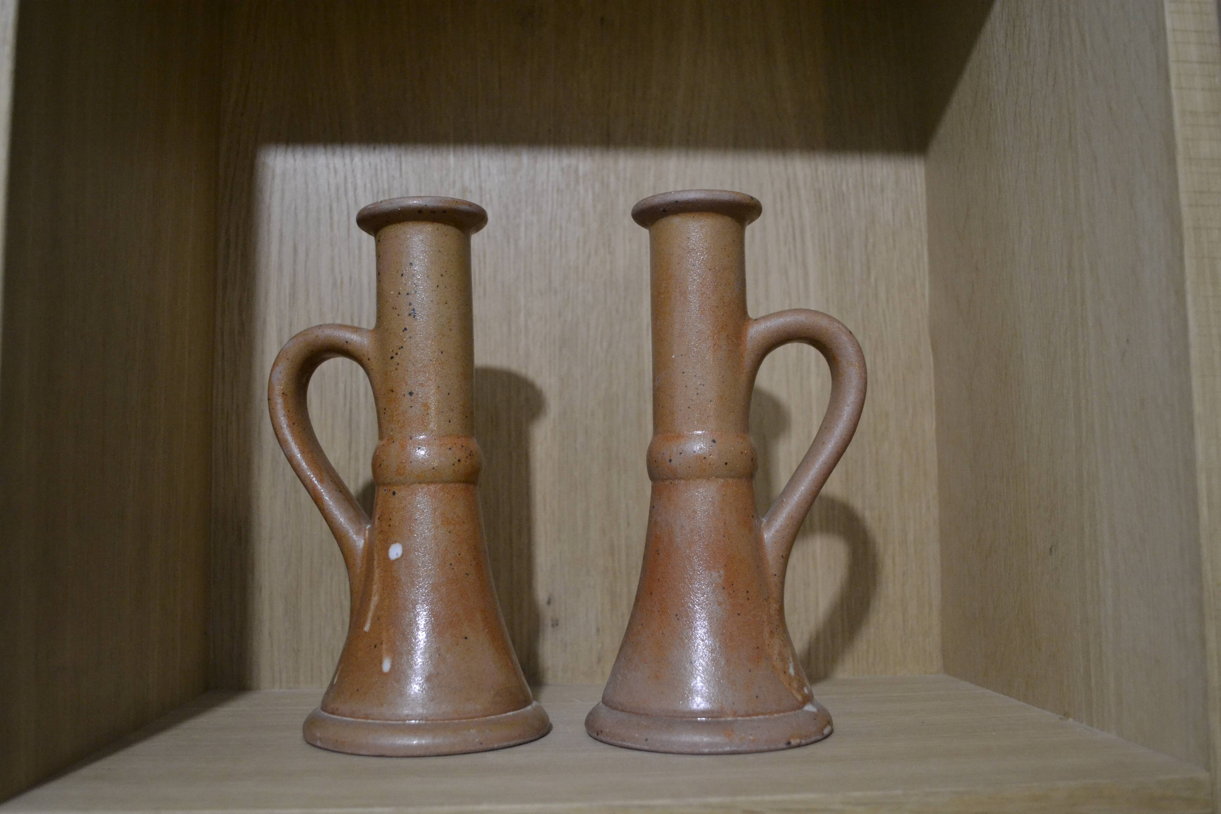 Set of 2 sandstone candle holders