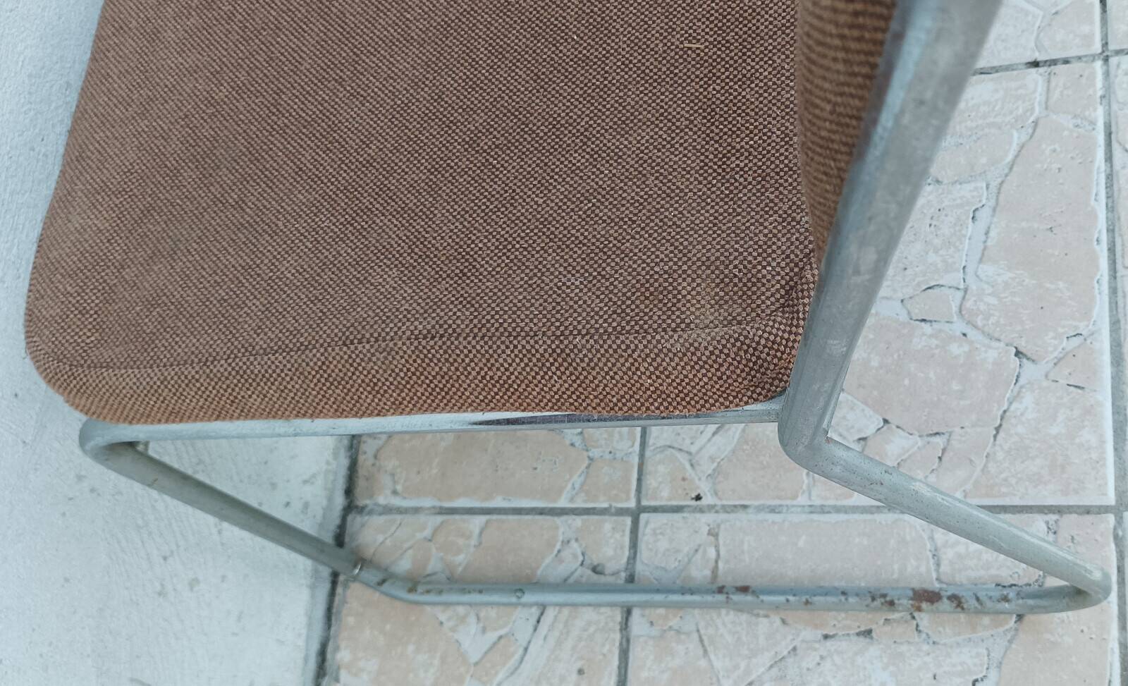 Set of 6 vintage low chrome metal chairs
