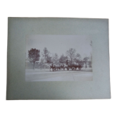 Old photograph from 1900 of a carriage, coachman, and horses.