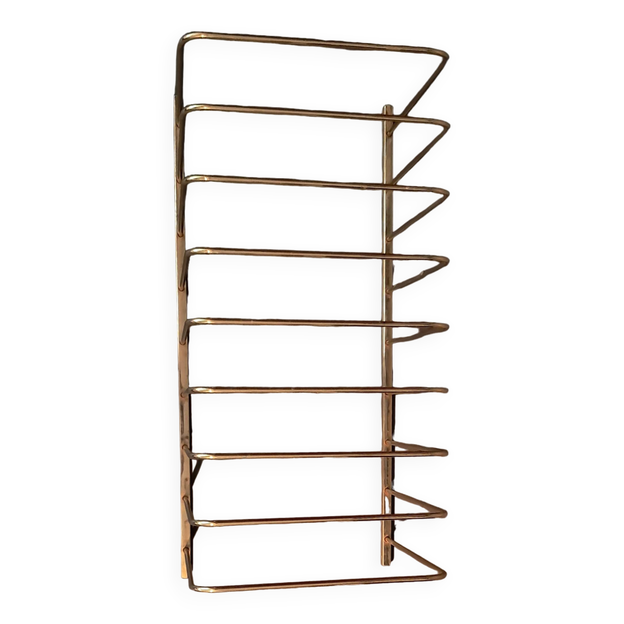 Porte vinyles en laiton doré mural ou à poser 1960/1970.