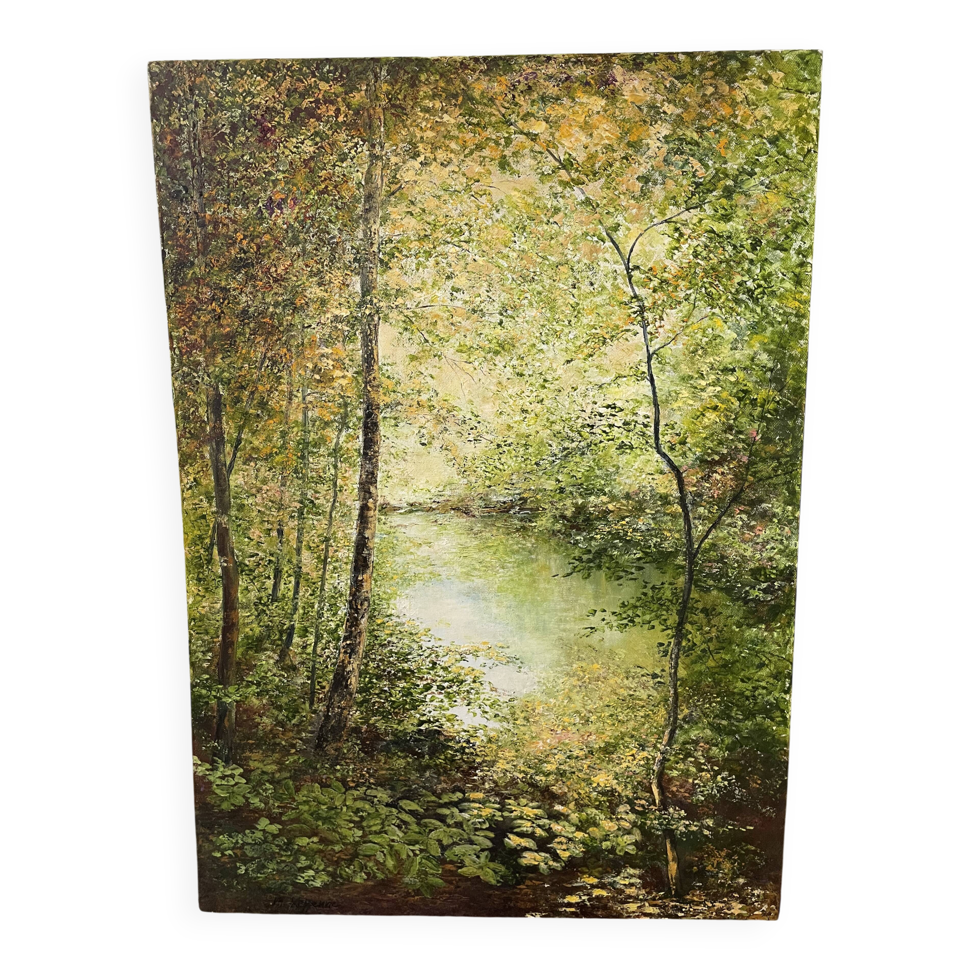 Landscape painting oil on canvas signed