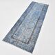 Tapis de couloir bleu vintage 3x7, fait main en laine, style turc, 78x218 cm