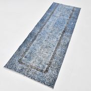 3x7 Blue Vintage Runner Rug, Handmade Wool Rug, Turkish Runner, 78x218Cm