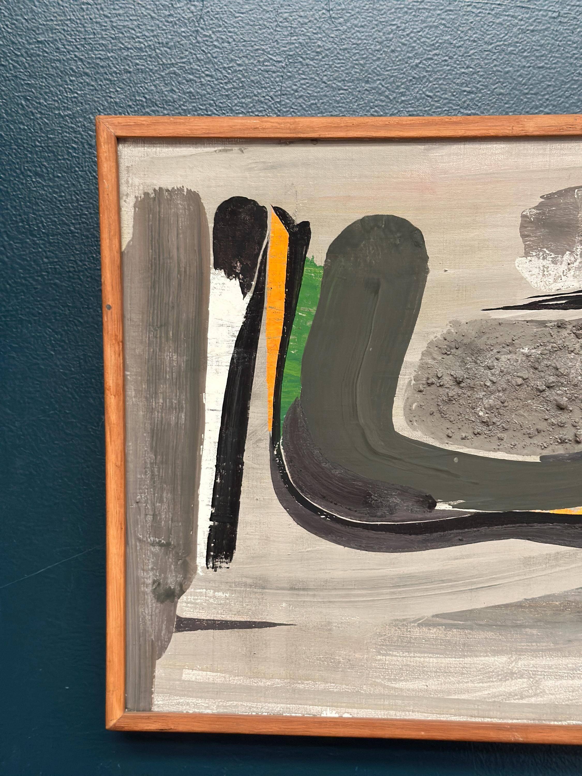 Huile sur toile originale suédoise – “Composition” attribuée à Olof Arén