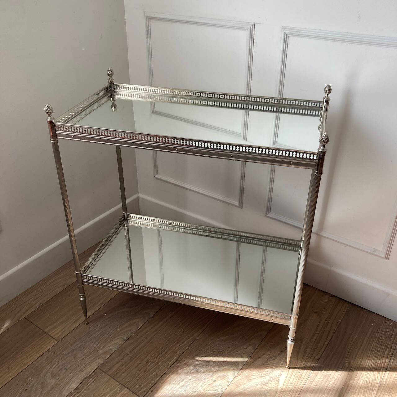 Chrome and mirror serving trolley
