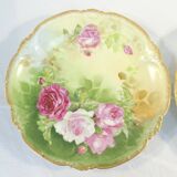 Pair of limoges porcelain plate ''Mandavy de mavaleix'' rose decoration