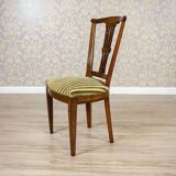20th-Century Elm Chair in Striped Upholstery, 1940s