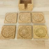 6 vintage 70's cork coasters