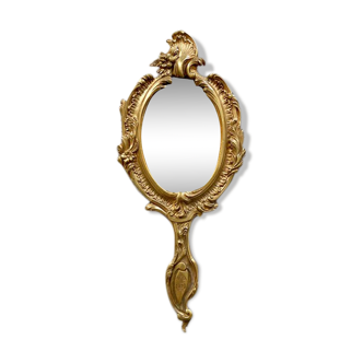 Old bronze hand-facing mirror  13x30cm