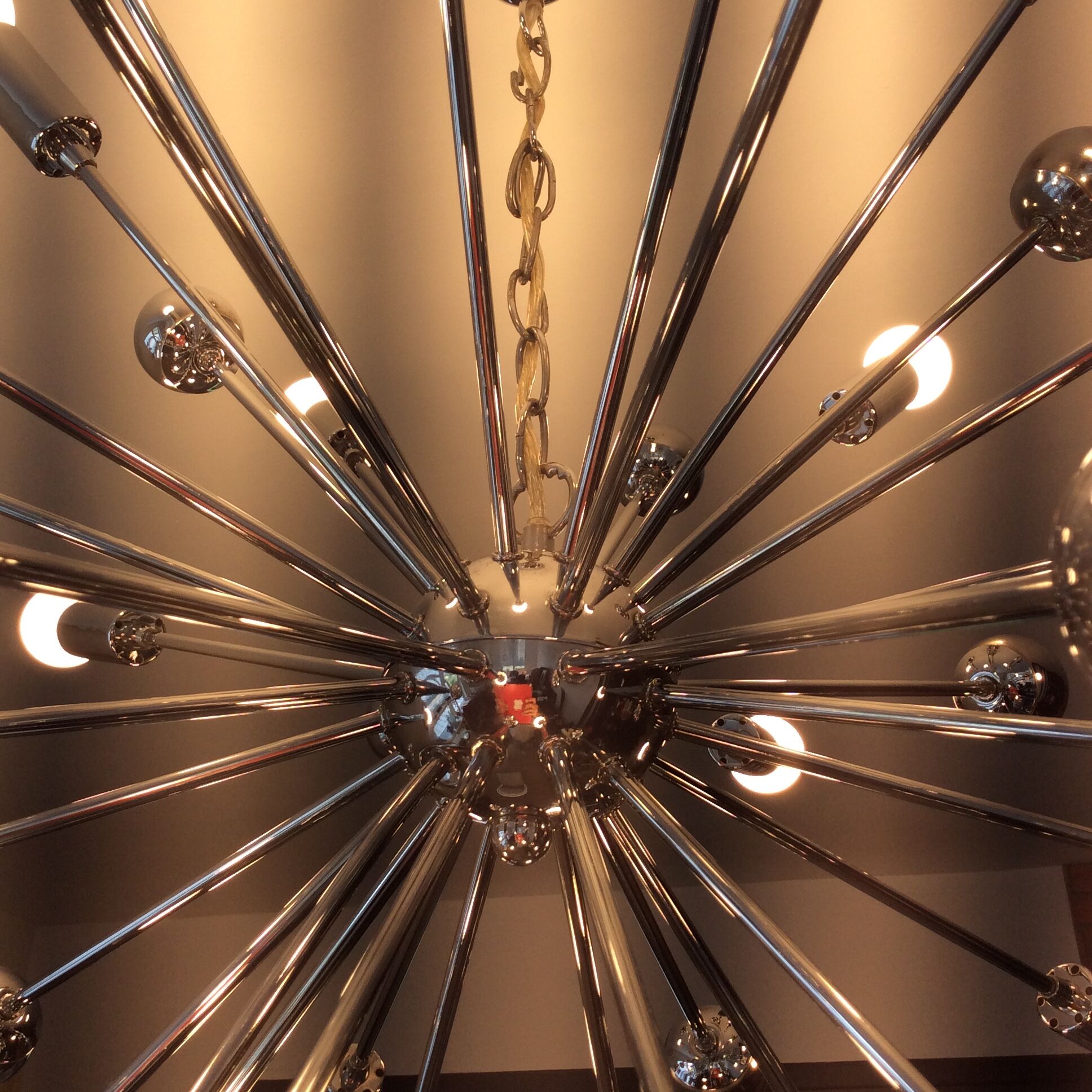 Sputnik XXL chandelier of the 60s-70s chrome metal 20 lamps