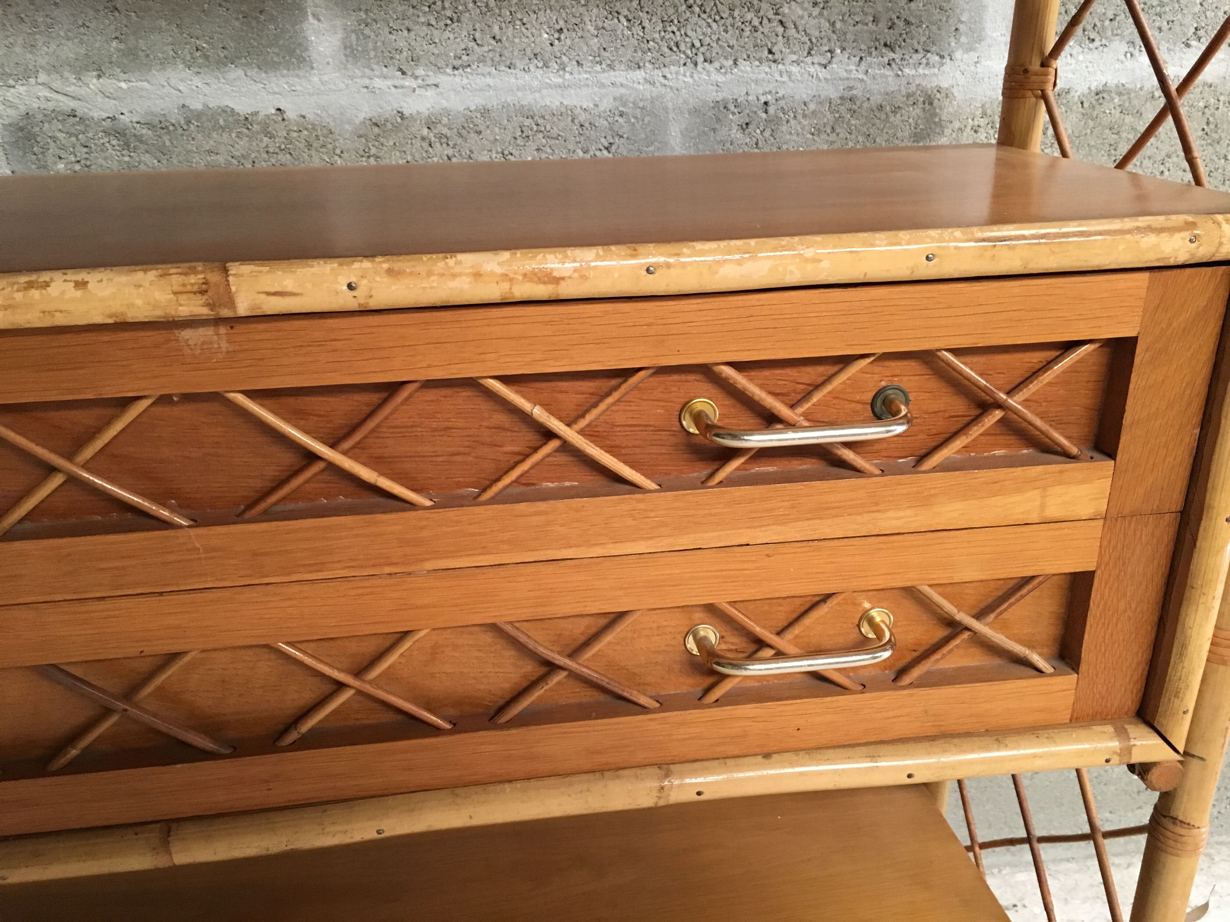Rattan bookcase from the 60/70