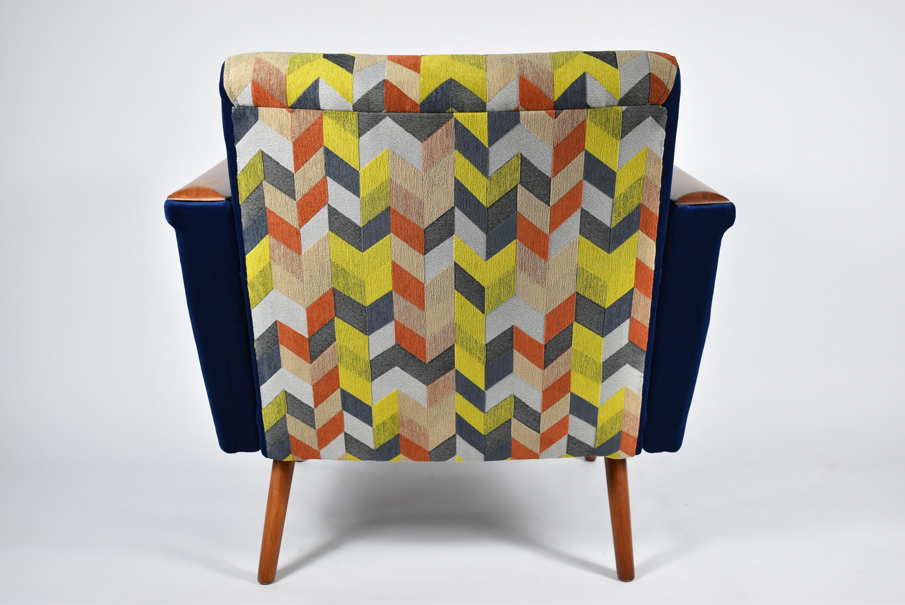 Mid-century armchair, 1960s, fully restored, blue velvet