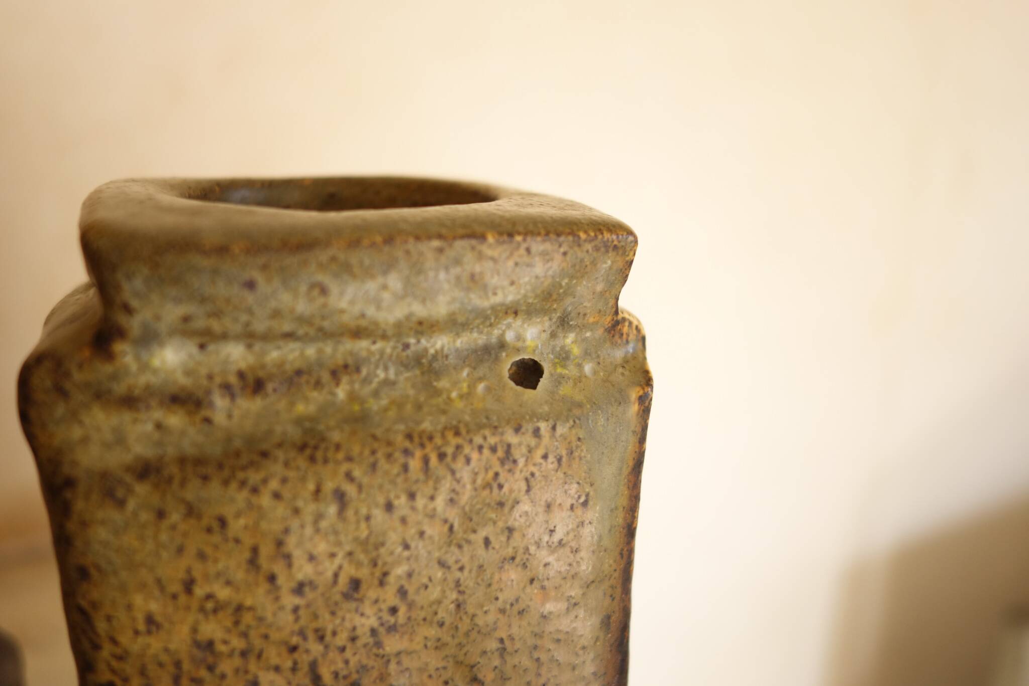 Pair of brutalist ceramic candle holders