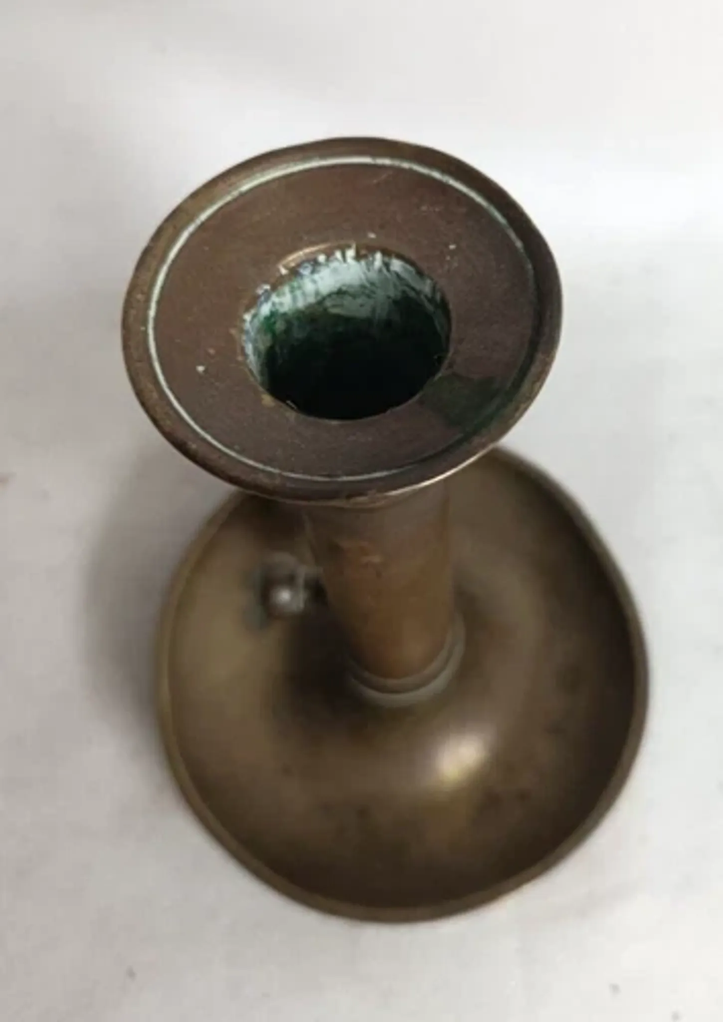 Set of 3 antique push-button bronze candlesticks from the Napoleonic III era.