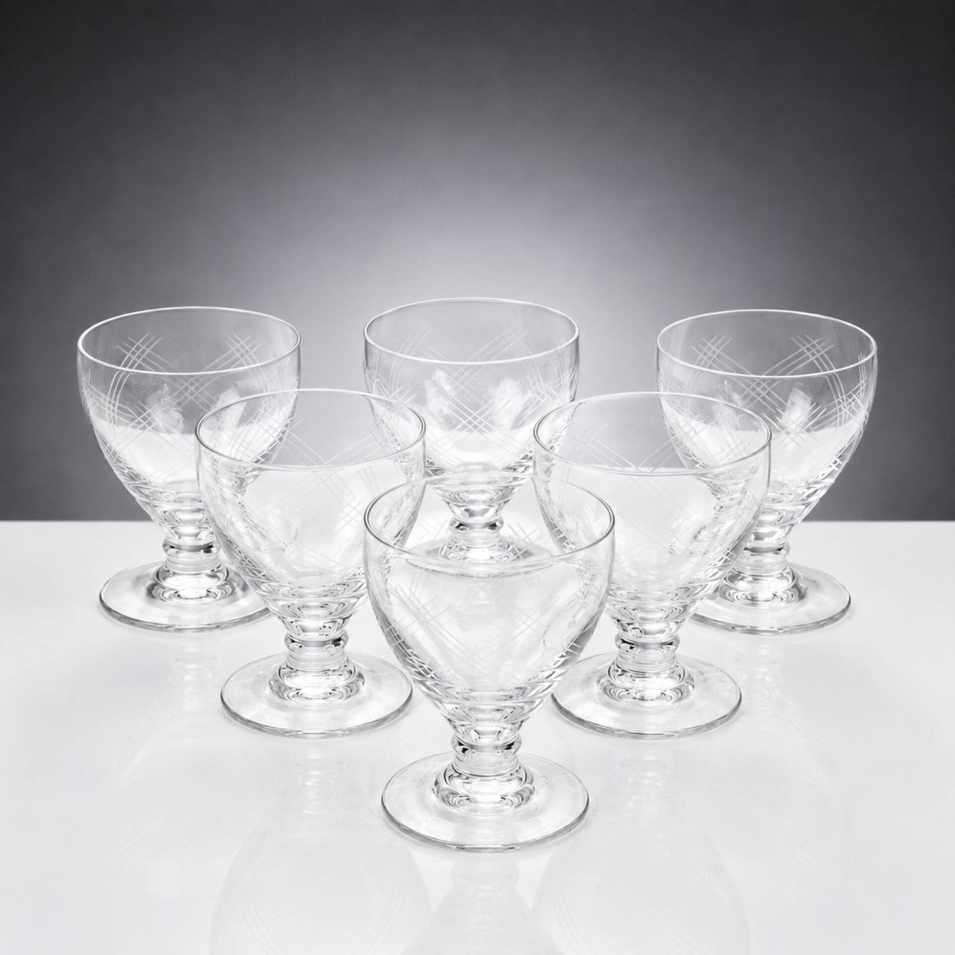 6 crystal glasses 1930 art deco