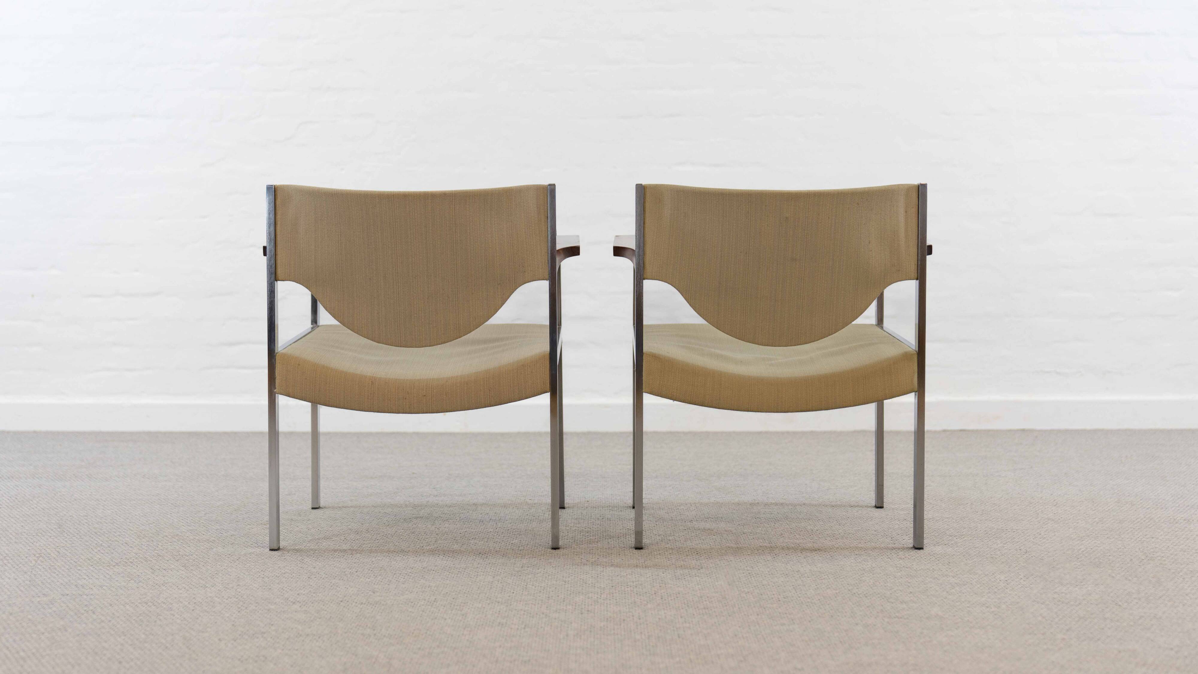 Pair club chairs, model 206 by lübke, 60s