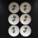Lot of 6 plates décor hydrangea