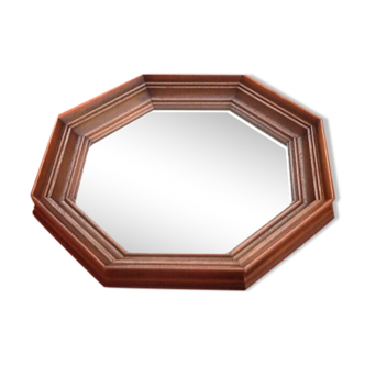 Miroir à suspendre forme octogonale encadrement en bois mouluré