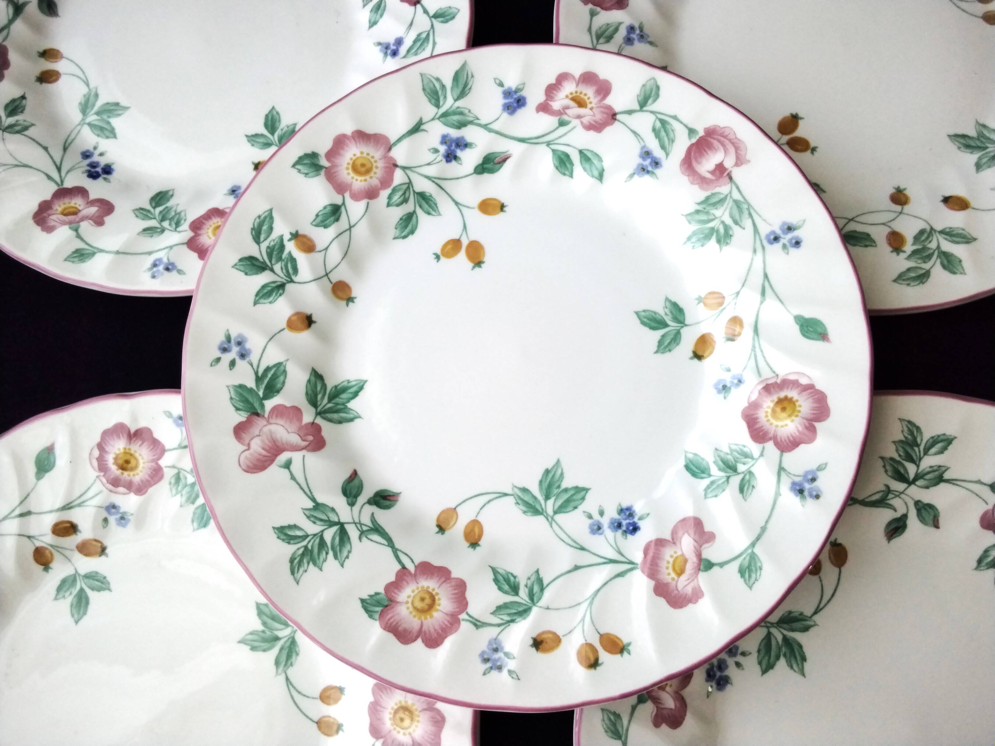 5 Churchill Staffordshire Briar Pink Dessert Plates