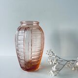 Vase rose ancien en verre