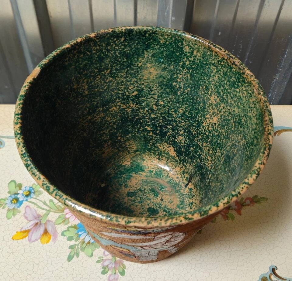 Glazed ceramic cache-pot with Mexican decoration – Art Deco – 20th century