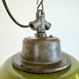 Green Enamel and Cast Iron Industrial Pendant Light, 1960s