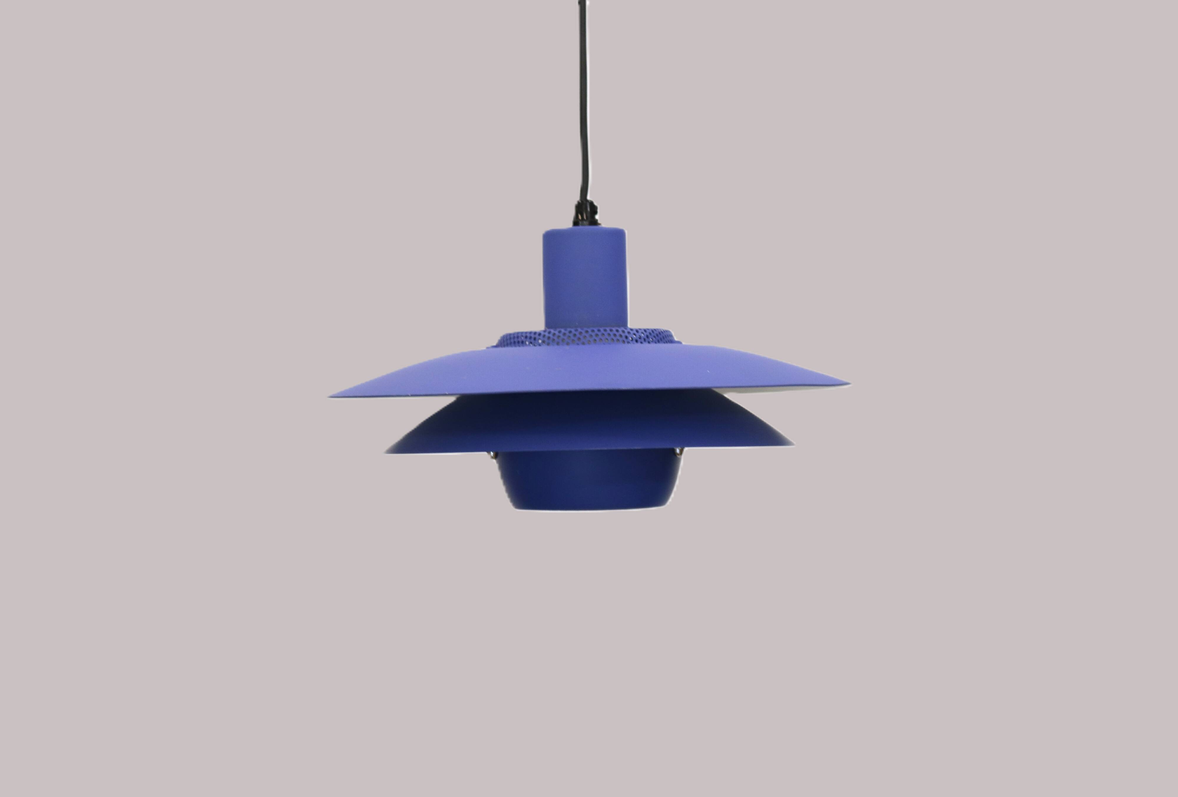 Blue coloured top design lamp by Jeka Metaltryk - Model Viola type 3013-P -