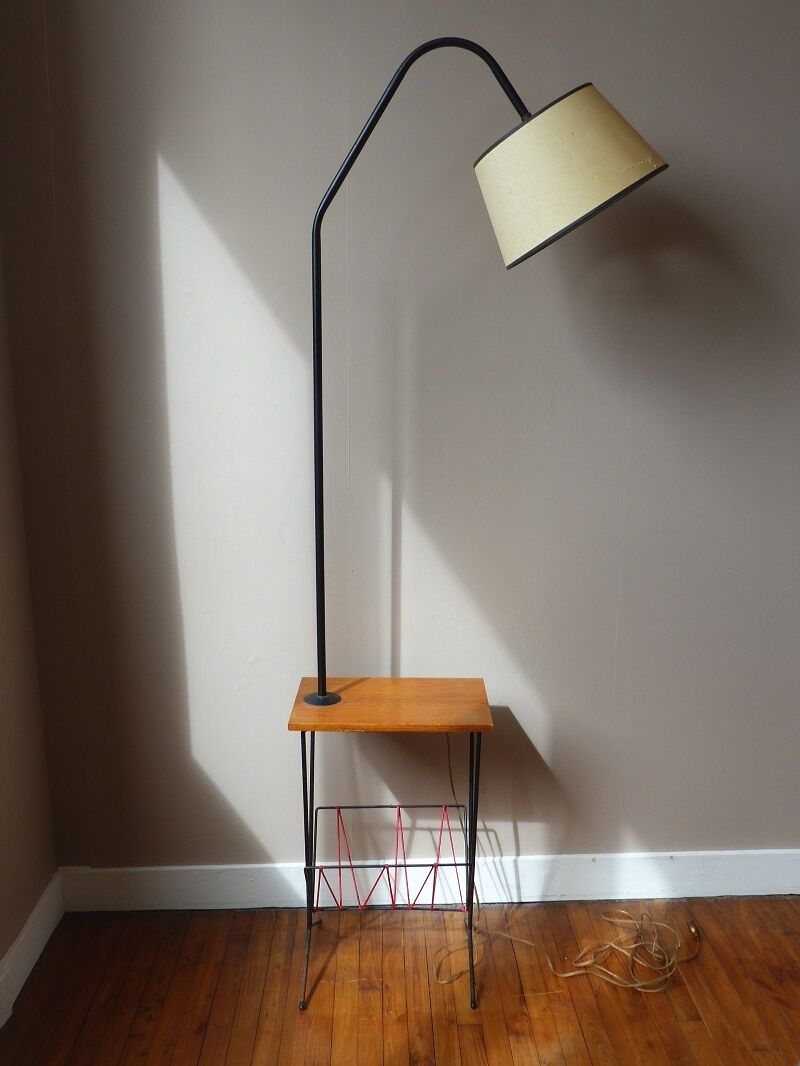 Floor lamp , scoubidou, and black painted metal