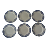 6 assiettes luneville k & g  décor villeray bleu faience ancienne