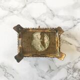 Antique rectangular jewelry box decorated with a landscape of Hendaye