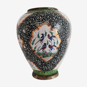 Small copper vase enamelled Persian decoration, circa 1940