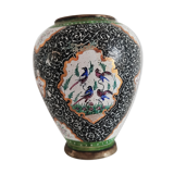 Small copper vase enamelled Persian decoration, circa 1940