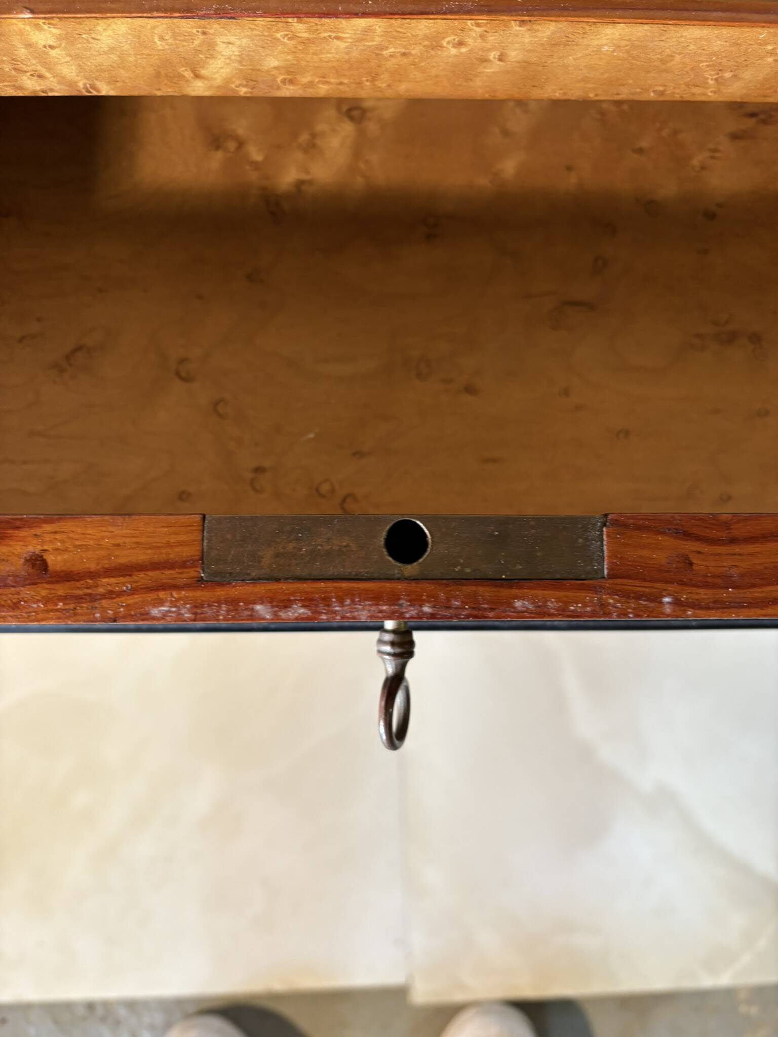 Antique Napoleon III style dressing table – Blackened wood and walnut burl