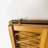 Bohemian wooden and rattan children's bed from the 60s